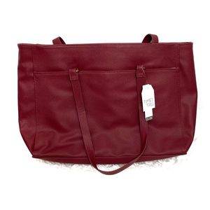 Time and Tru Red Handbag with Built in Padded Laptop Sleeve